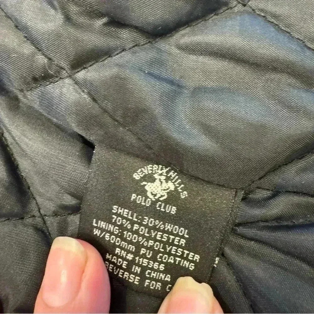 Beverly Hills Polo Club girls wool blend navy coat w/hood lined size 6X - Picture 10 of 11